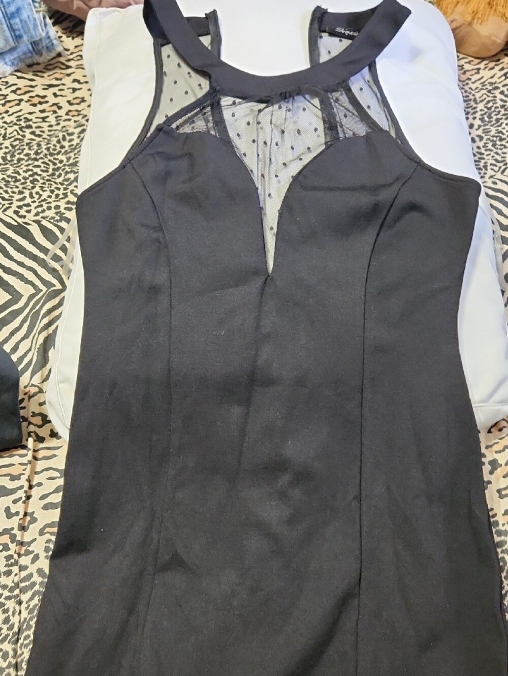 Shinestar Black High-Neck Sleeveless Maxi Dress with V-neck Netting